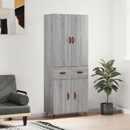 Aparador alto madera contrachapada gris sonoma 69,5x34x180 cm
