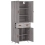 Aparador alto madera contrachapada gris sonoma 69,5x34x180 cm