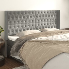 Kopfteil mit hellgrauen Samtohren 183x16x118/128 cm von vidaXL, Kopf- und Fußteile - Ref: Foro24-3119976, Preis: 152,85 €, Ra...