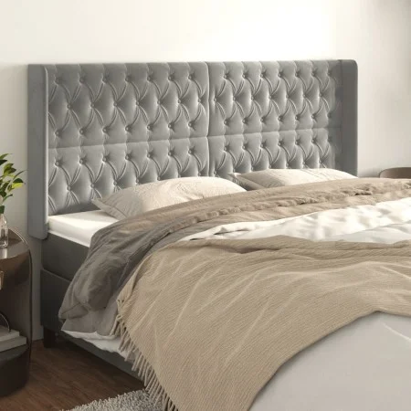 Kopfteil mit hellgrauen Samtohren 183x16x118/128 cm von vidaXL, Kopf- und Fußteile - Ref: Foro24-3119976, Preis: 147,68 €, Ra...
