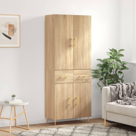 Aparador alto madera contrachapada color roble 69,5x34x180 cm