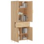 Aparador alto madera contrachapada color roble 69,5x34x180 cm