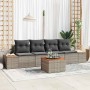 Conjunto de sofá de jardín con cojín 5 pcs Gris Poliratán