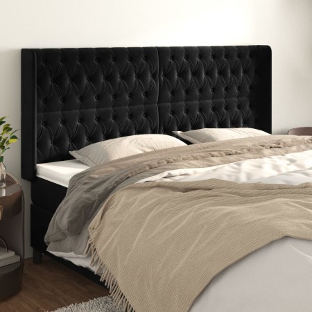 Kopfteil mit Ohren aus schwarzem Samt, 203 x 16 x 118/128 cm von vidaXL, Kopf- und Fußteile - Ref: Foro24-3119984, Preis: 161...