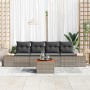 Conjunto de sofá de jardín con cojín 5 pcs Gris Poliratán