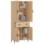 Aparador alto madera contrachapada color roble 69,5x34x180 cm