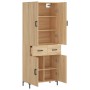 Aparador alto madera contrachapada color roble 69,5x34x180 cm