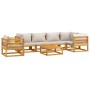 Outdoor furniture set, 7 pieces, solid wood with light gray cushions by vidaXL, Garden sets - Ref: Foro24-3155305, Price: 839...
