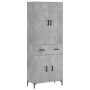 Aparador alto madera contrachapada gris hormigón 69,5x34x180 cm