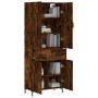 Aparador alto madera contrachapada roble ahumado 69,5x34x180 cm