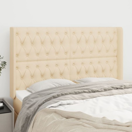 Headboard with cream fabric ears 163x16x118/128 cm by vidaXL, Headboards and footboards - Ref: Foro24-3119927, Price: 166,74 ...