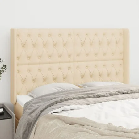 Headboard with cream fabric ears 163x16x118/128 cm by vidaXL, Headboards and footboards - Ref: Foro24-3119927, Price: 163,19 ...