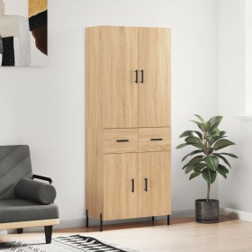 Aparador alto madera contrachapada color roble 69,5x34x180 cm