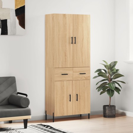 Aparador alto madera contrachapada color roble 69,5x34x180 cm