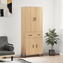 Aparador alto madera contrachapada color roble 69,5x34x180 cm