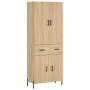Aparador alto madera contrachapada color roble 69,5x34x180 cm