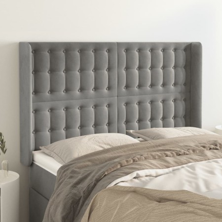 Headboard with light gray velvet ears 147x16x118/128 cm by vidaXL, Headboards and footboards - Ref: Foro24-3120062, Price: 13...