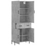 Aparador alto madera contrachapada gris hormigón 69,5x34x180 cm