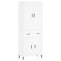 Aparador alto madera contrachapada blanco 69,5x34x180 cm