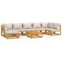 Garden furniture set 8 pieces solid wood and light gray cushions by vidaXL, Garden sets - Ref: Foro24-3155306, Price: 892,97 ...