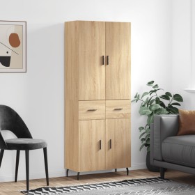 Aparador alto madera contrachapada color roble 69,5x34x180 cm