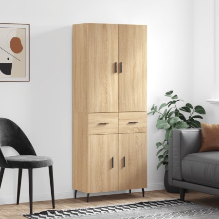 Aparador alto madera contrachapada color roble 69,5x34x180 cm