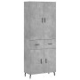 Aparador alto madera contrachapada gris hormigón 69,5x34x180 cm