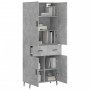 Aparador alto madera contrachapada gris hormigón 69,5x34x180 cm