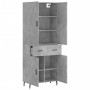 Aparador alto madera contrachapada gris hormigón 69,5x34x180 cm