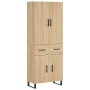 Aparador alto madera contrachapada color roble 69,5x34x180 cm