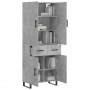 Aparador alto madera contrachapada gris hormigón 69,5x34x180 cm