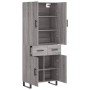 Aparador alto madera contrachapada gris sonoma 69,5x34x180 cm