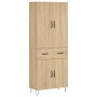 Aparador alto madera contrachapada color roble 69,5x34x180 cm