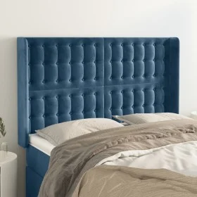 Headboard with dark blue velvet ears 147x16x118/128 cm by vidaXL, Headboards and footboards - Ref: Foro24-3120066, Price: 115...