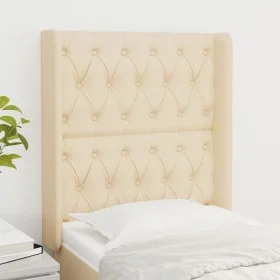 Cabecero con orejas de tela color crema 83x16x118/128 cm de vidaXL, Cabeceros y pies de cama - Ref: Foro24-3119895, Precio: 9...