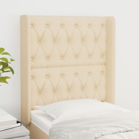 Headboard with cream fabric ears 83x16x118/128 cm by vidaXL, Headboards and footboards - Ref: Foro24-3119895, Price: 92,02 €,...