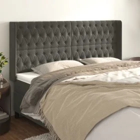 Kopfteil mit dunkelgrauen Samtohren 203x16x118/128 cm von vidaXL, Kopf- und Fußteile - Ref: Foro24-3119983, Preis: 149,33 €, ...