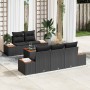 Conjunto de sofá de jardín con cojín 6 pcs Negro Poliratán