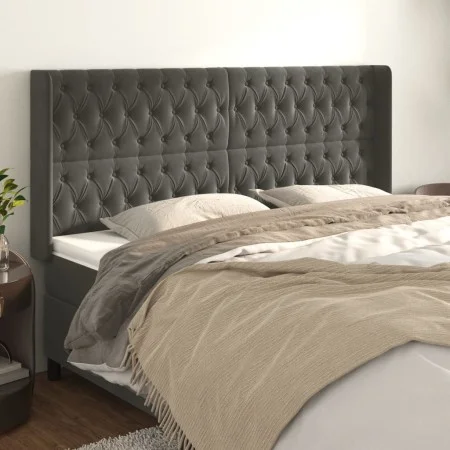 Headboard with dark gray velvet ears 183x16x118/128 cm by vidaXL, Headboards and footboards - Ref: Foro24-3119977, Price: 135...