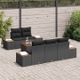 Conjunto de sofá de jardín con cojín 6 pcs Negro Poliratán