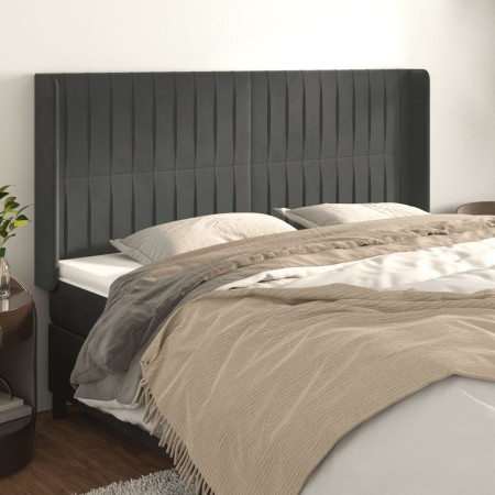 Kopfteil mit dunkelgrauen Samtohren 203x16x118/128 cm von vidaXL, Kopf- und Fußteile - Ref: Foro24-3119885, Preis: 132,87 €, ...