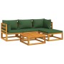 Garden furniture set 5 pieces solid wood and green cushions by vidaXL, Garden sets - Ref: Foro24-3155310, Price: 472,58 €, Di...