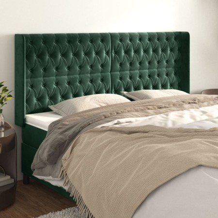 Kopfteil mit dunkelgrünen Samtohren 203x16x118/128cm von vidaXL, Kopf- und Fußteile - Ref: Foro24-3119985, Preis: 181,63 €, R...