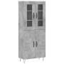 Aparador alto madera contrachapada gris hormigón 69,5x34x180 cm