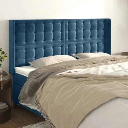 Headboard with dark blue velvet ears 183x16x118/128 cm by vidaXL, Headboards and footboards - Ref: Foro24-3120078, Price: 133...