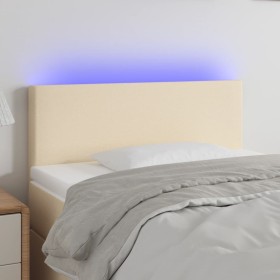 Cabecero con LED de tela color crema 90x5x78/88 cm