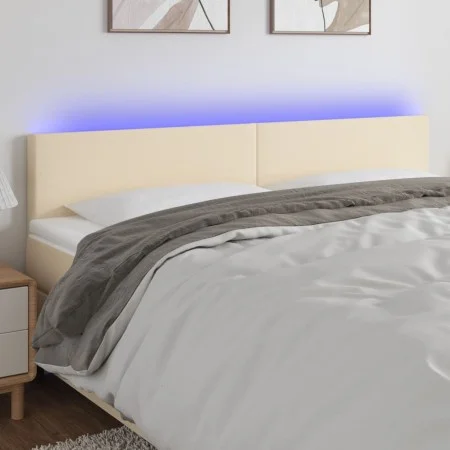 Cream fabric headboard with LED 200x5x78/88 cm by vidaXL, Headboards and footboards - Ref: Foro24-3121359, Price: 78,69 €, Di...