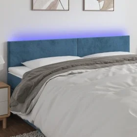 LED-Kopfteil aus dunkelblauem Samt, 200 x 5 x 78/88 cm von vidaXL, Kopf- und Fußteile - Ref: Foro24-3121402, Preis: 69,80 €, ...