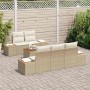 Conjunto de sofá de jardín con cojín 6 pcs Beige Poliratán