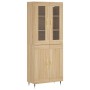 Aparador alto madera contrachapada color roble 69,5x34x180 cm